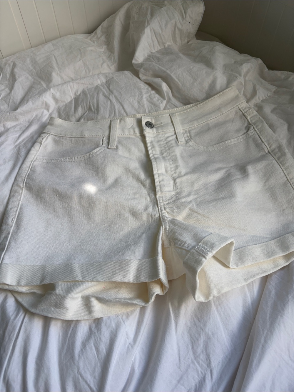 Old Navy White Denim Roll-Hem Shorts